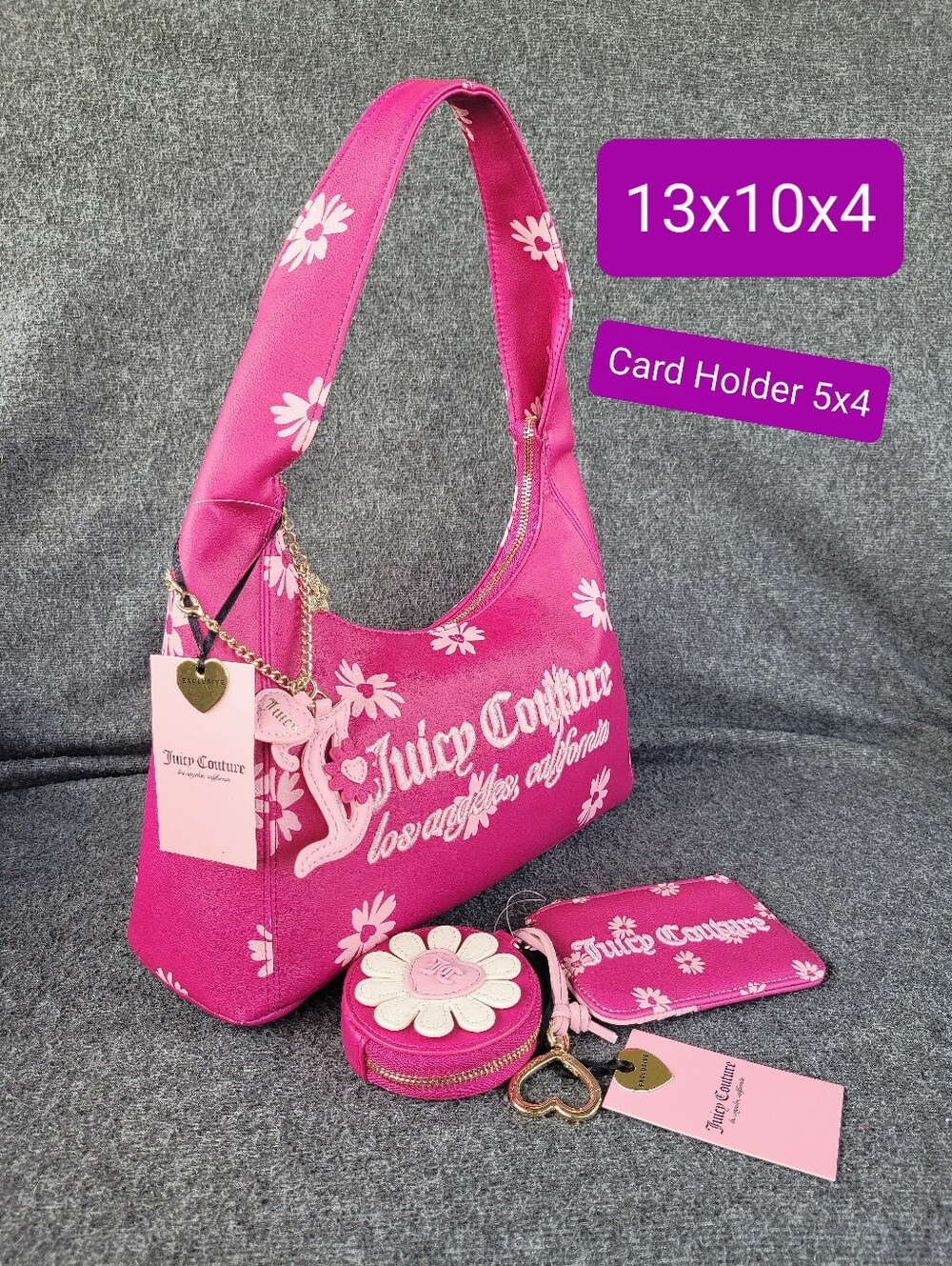 Juicy Couture Daisy For Juicy Hobo Handbag and Card Wallet In Raspberry Tart - Picture 8 of 11